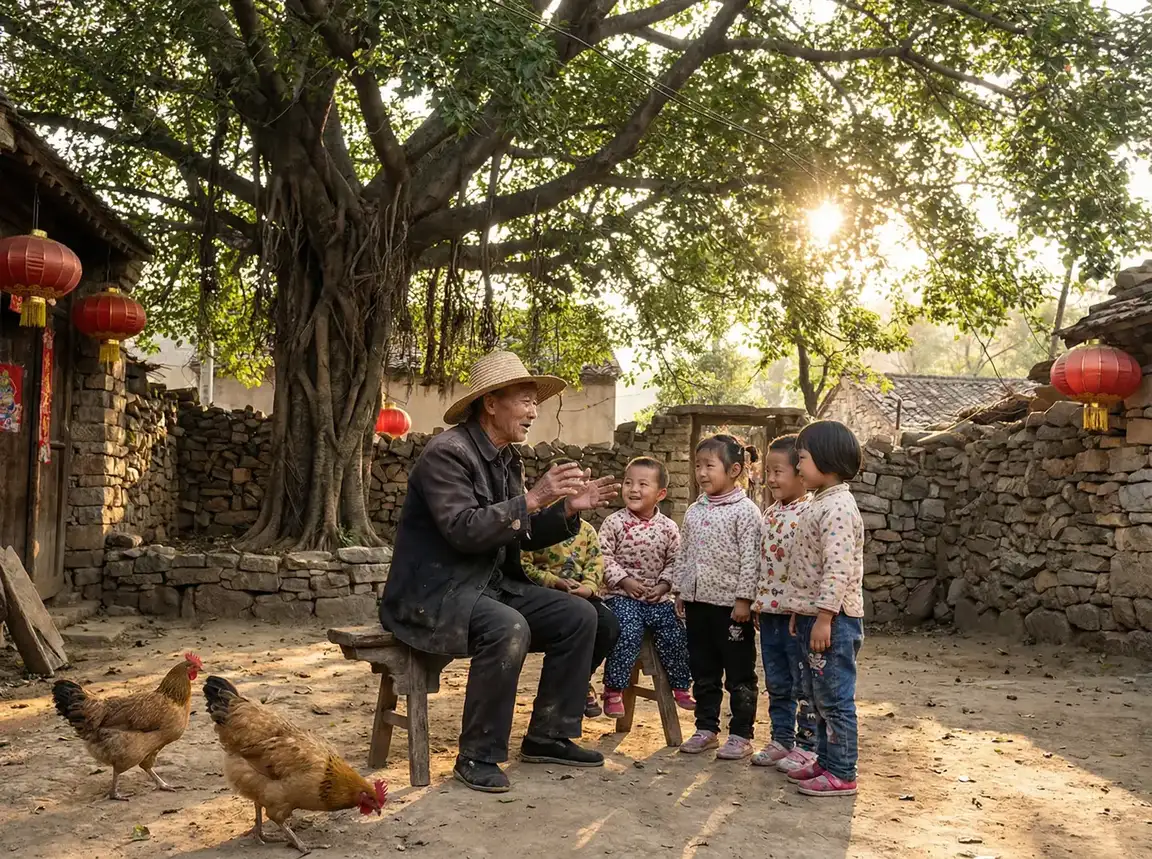 老人在大榕树下给孩子们讲故事 - 蜜柚视频在线观看完整版免费 乡村记忆